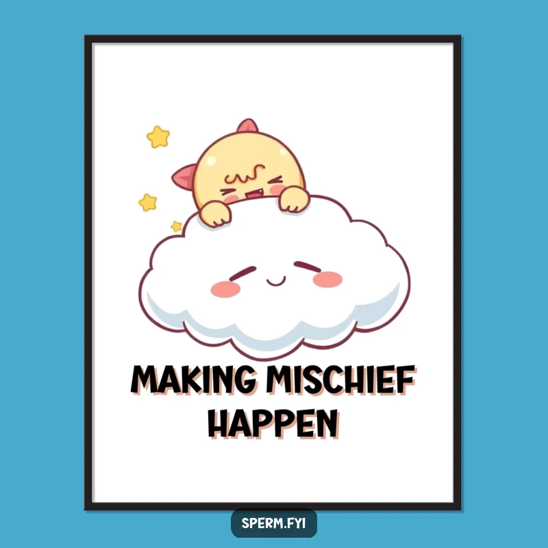 Funny Tickling Cloud Poster: Whimsical Wall Art for Playful Spaces Gift