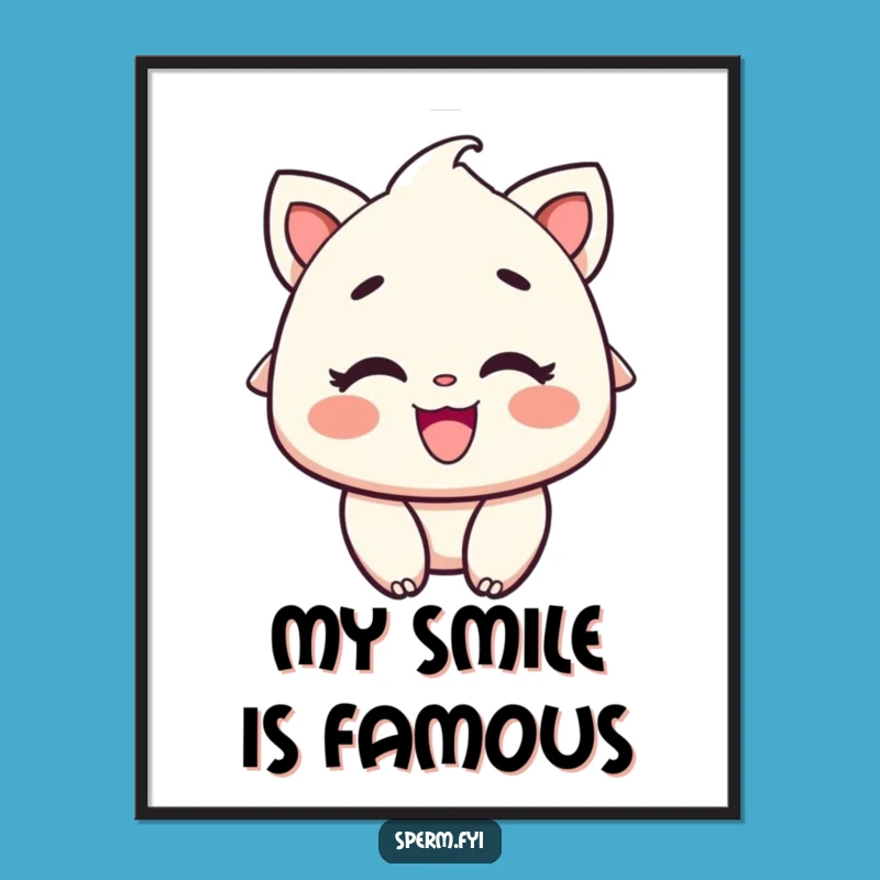 Funny Delighted Poster: Rosy Cheeks Smile Art, A Cheerful Funny Gift for Walls