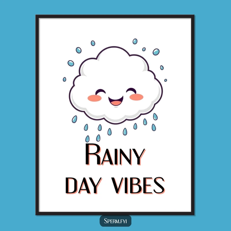 Funny Cloud Poster: Giggling Rain Art, a Cheerful Humorous Gift