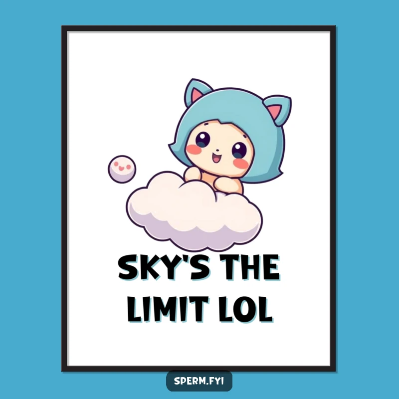 Funny Cloud Bouncing Poster: Whimsical Wall Art for Cheerful Spaces Gift