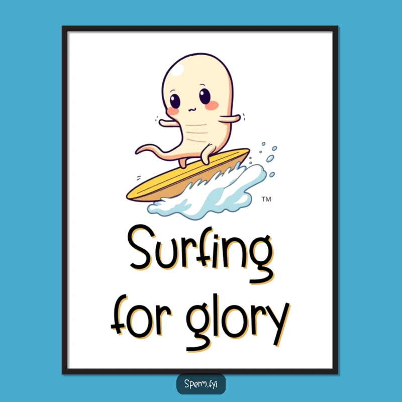 Funny Sperm Surf Poster - Chip Rider Art, Quirky Humor Gift