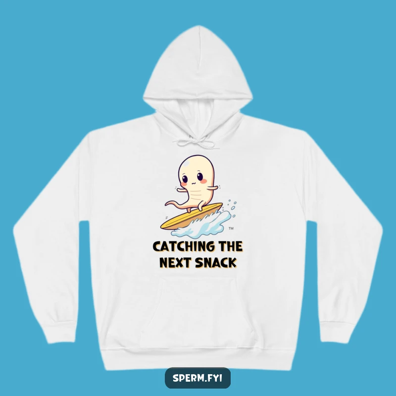 Funny Surfing Sperm Hoodie - Chip Wave Rider, Cozy Snack Gift