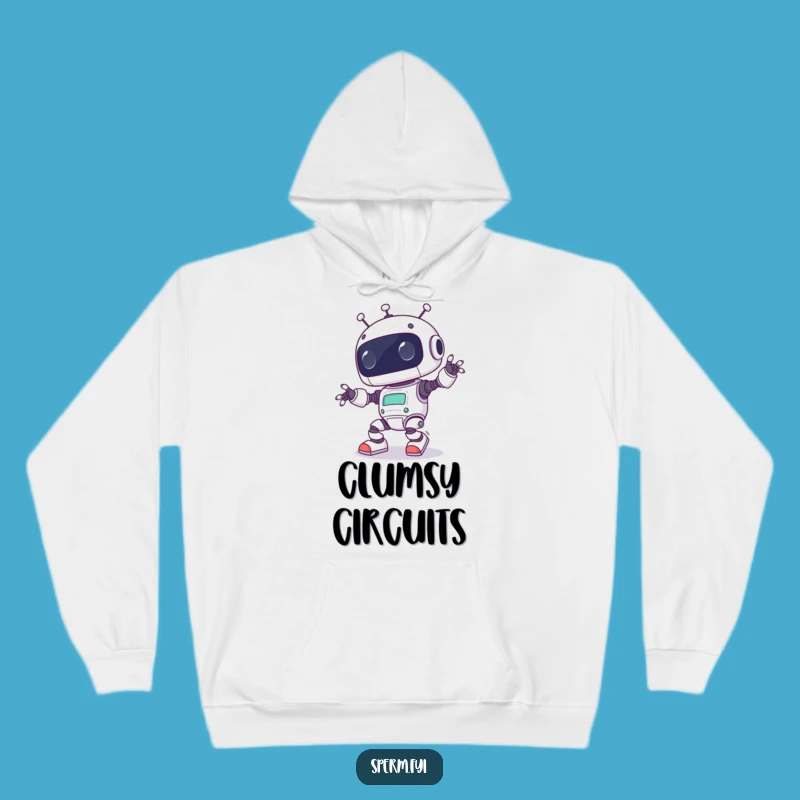 Cozy Funny Kawaii Robot Hoodie - Warm and Comical Tech Mishap Gift Gear