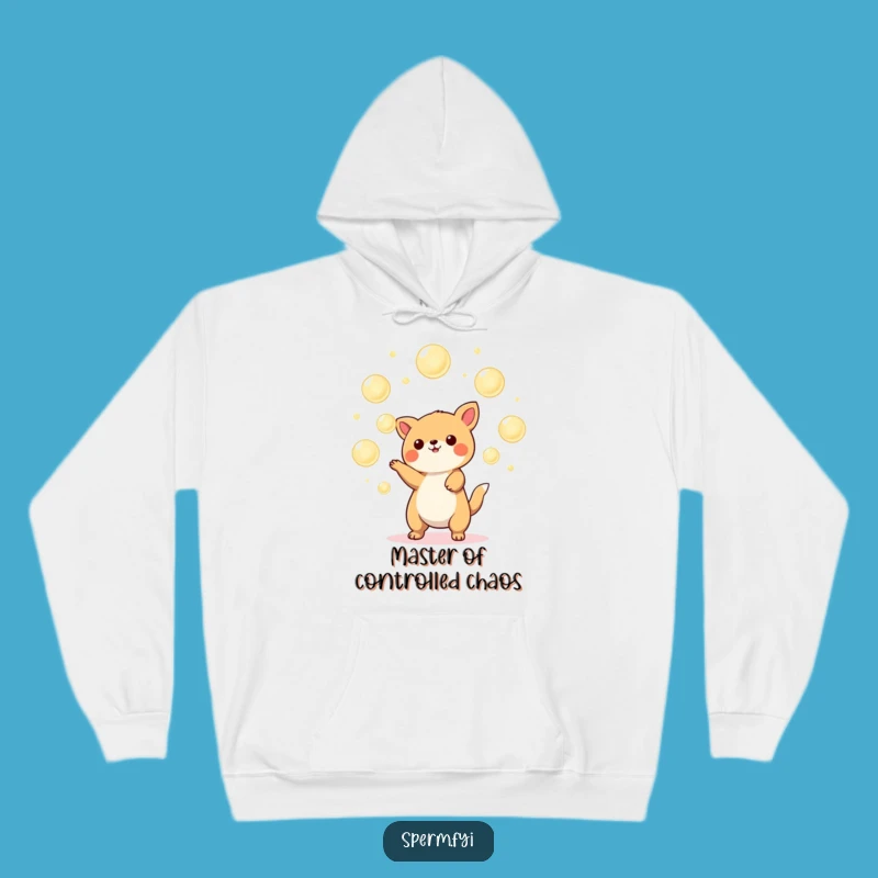 Funny Kawaii Juggler Hoodie: Cozy Orb Balancing Act, Ultimate Funny Gift for Comfort Seekers