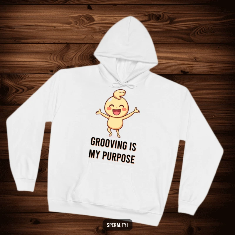 Funny hoodie featuring a happy smiley face character performing a silly dance, providing cozy and humorous comfort.