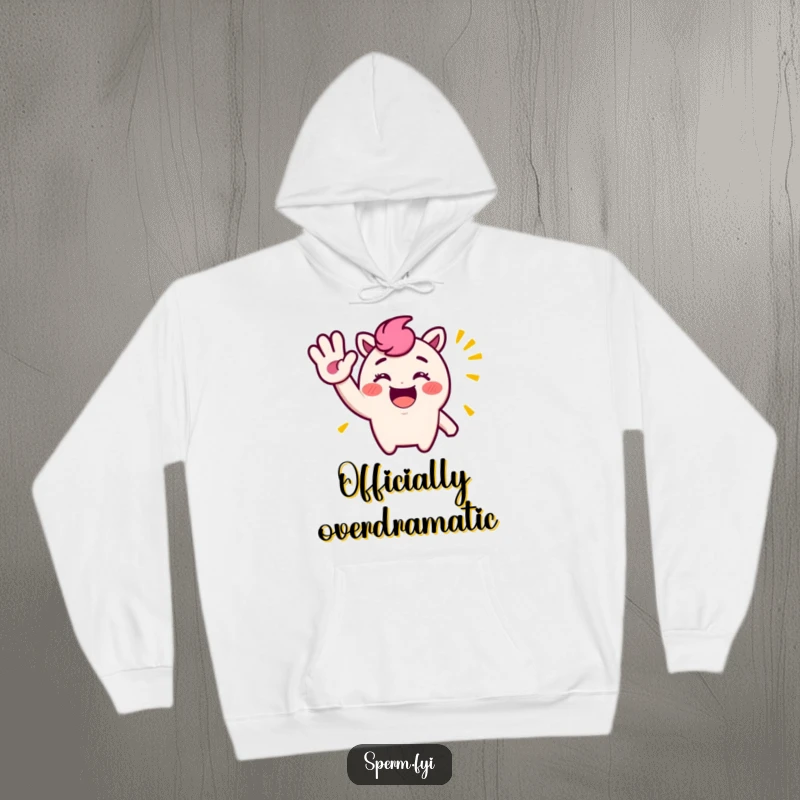 Funny Hoodie: A happy character giving an enormous, exaggerated wave, perfect for spreading cheer and warmth.