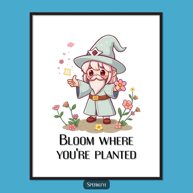 Free Printable Kawaii Wizard Bloom Wall Art: Funny Downloadable Decor!
