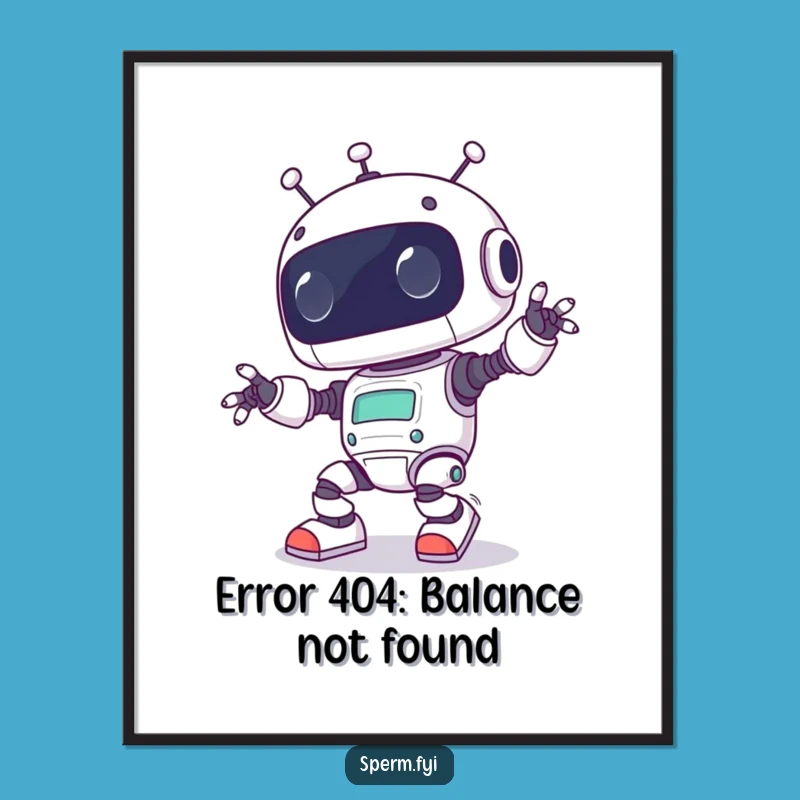 Funny Free Printable Wall Art: Kawaii Robot Tripping, Downloadable Tech Humor Decor