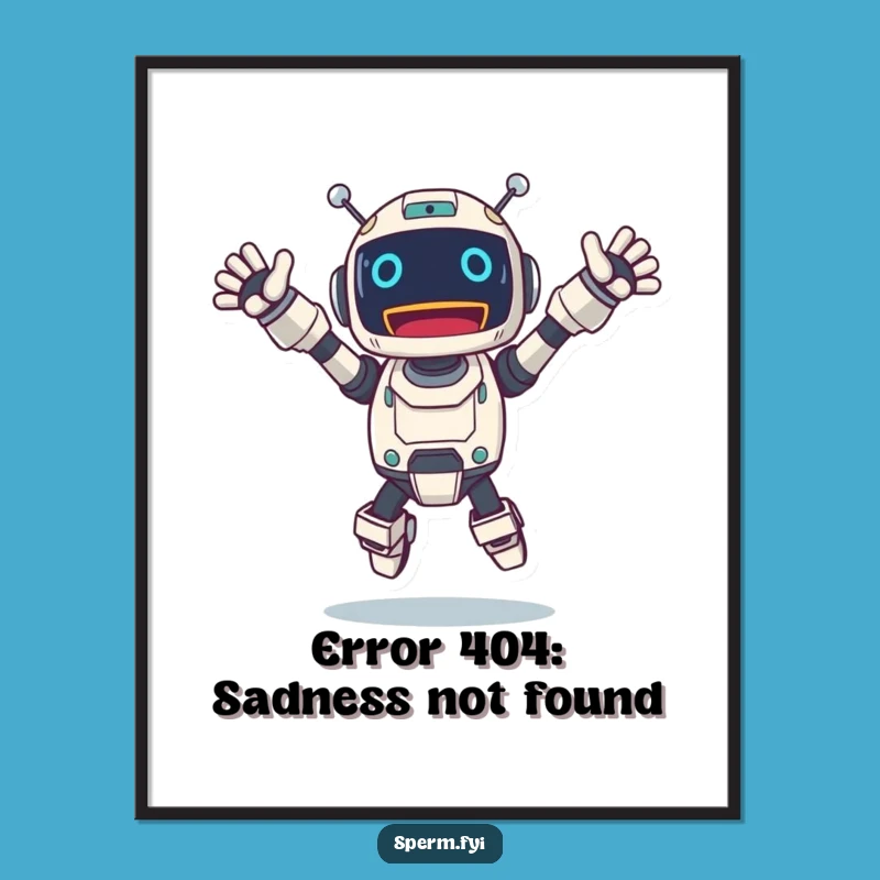 Free Printable Robot Art: Funny Jumping Robot Downloadable Wall Art for Techy Spaces