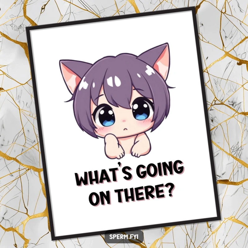 Funny Free Printable Wall Art: A curious character is depicted peering intently off-screen, inviting viewers to wonder what they see.