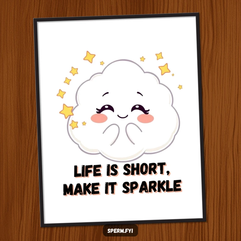 Funny Free Printable Wall Art: A giggling galaxy cloud character blows shimmering stars like bubbles, creating a playful and magical scene.