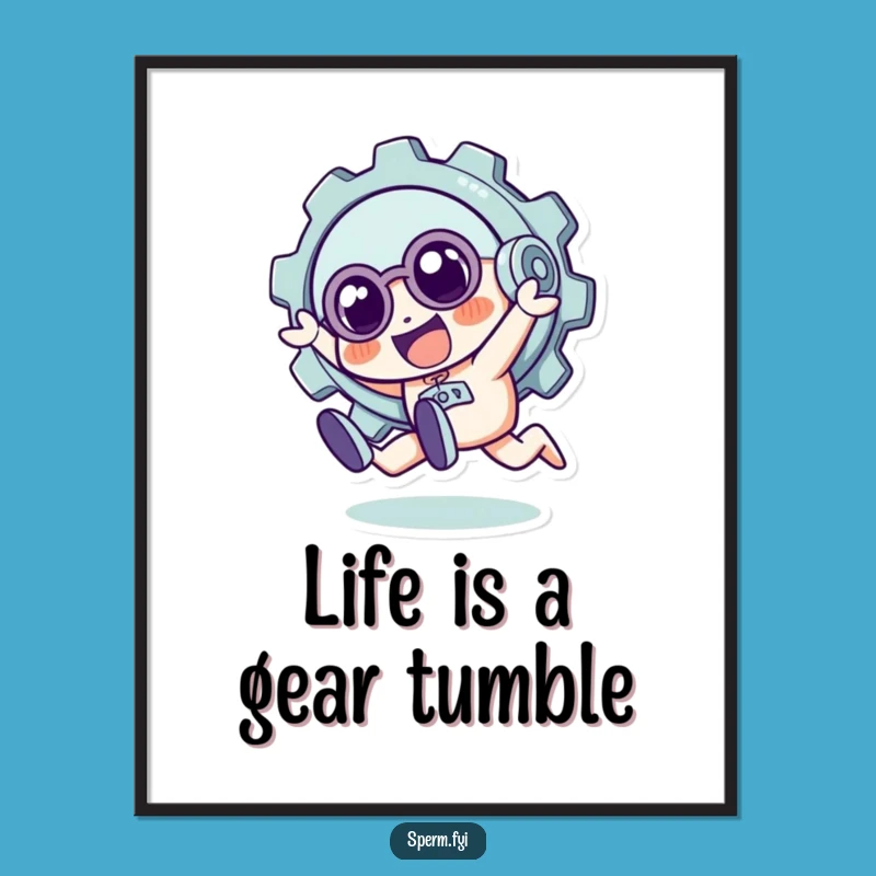 Free Printable Wall Art: Quirky Gear Tumble, Humorous Downloadable Decor