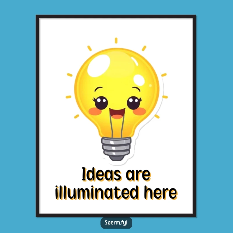 Free Printable Kawaii Lightbulb Wall Art: Funny Bright Ideas Downloadable Art