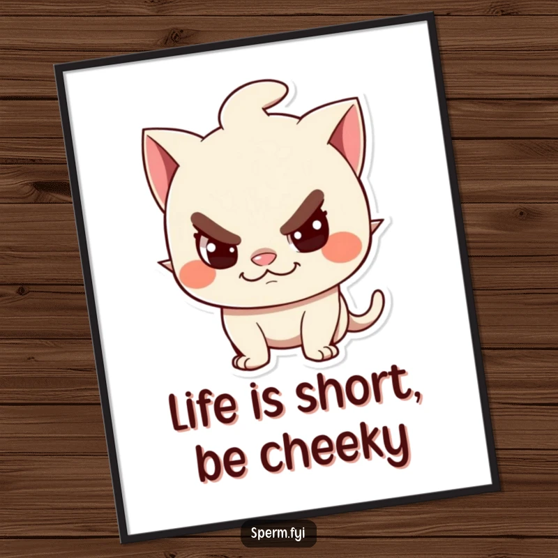 Funny free printable wall art of a character with a sly, mischievous grin. Whimsical and playful decor for your space.