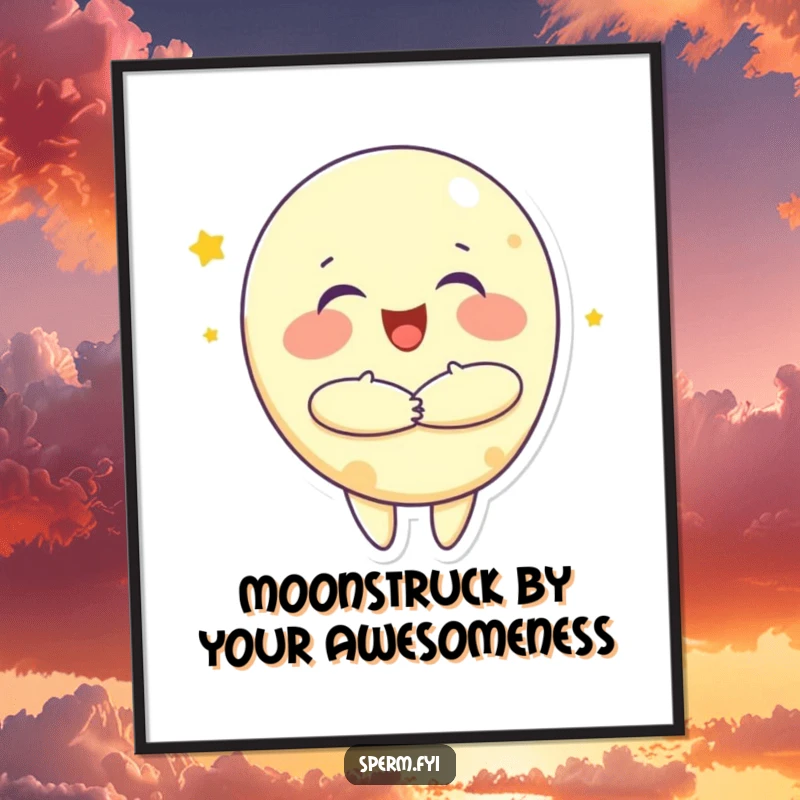 Funny Free Printable Wall Art: A joyful little moon character offers a big, heartwarming hug, radiating happiness and cosmic charm.