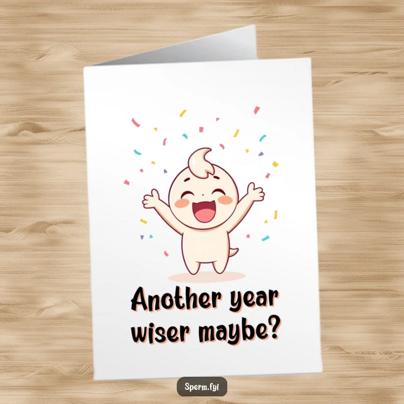 Funny Free Printable Birthday Card featuring a joyful character showered in confetti, perfect for a cheerful downloadable gift.