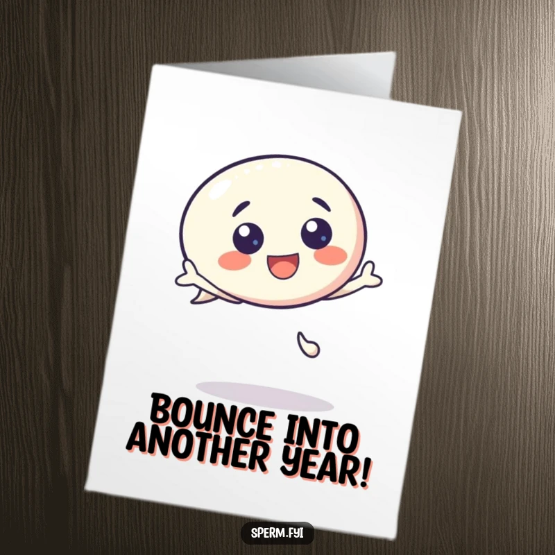 Funny Free Printable Birthday Card: A kawaii speech bubble character bouncing with infectious excitement, ready to party and deliver wishes.