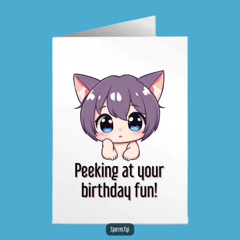 Free Printable Birthday Card: Curious Character Peering Funny Character Downloadable Gift