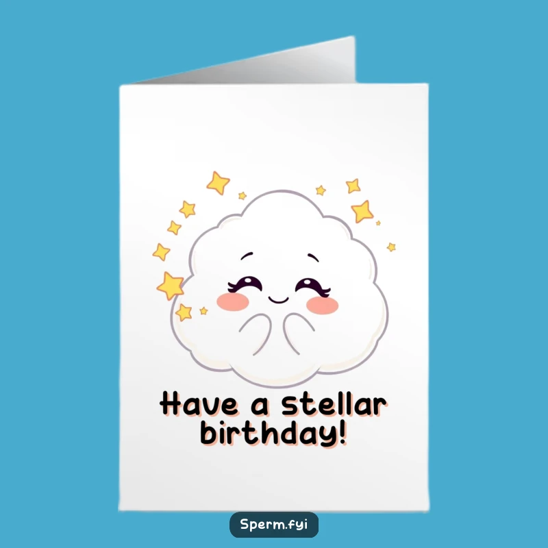Free Printable Birthday Card: Giggling Galaxy Cloud - Funny Star Bubbles Gift