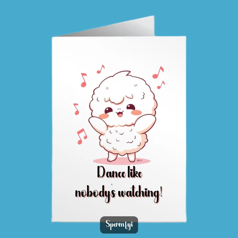 Free Printable Kawaii Dancer Card: Funny Birthday Downloadable Gift with Groovy Moves