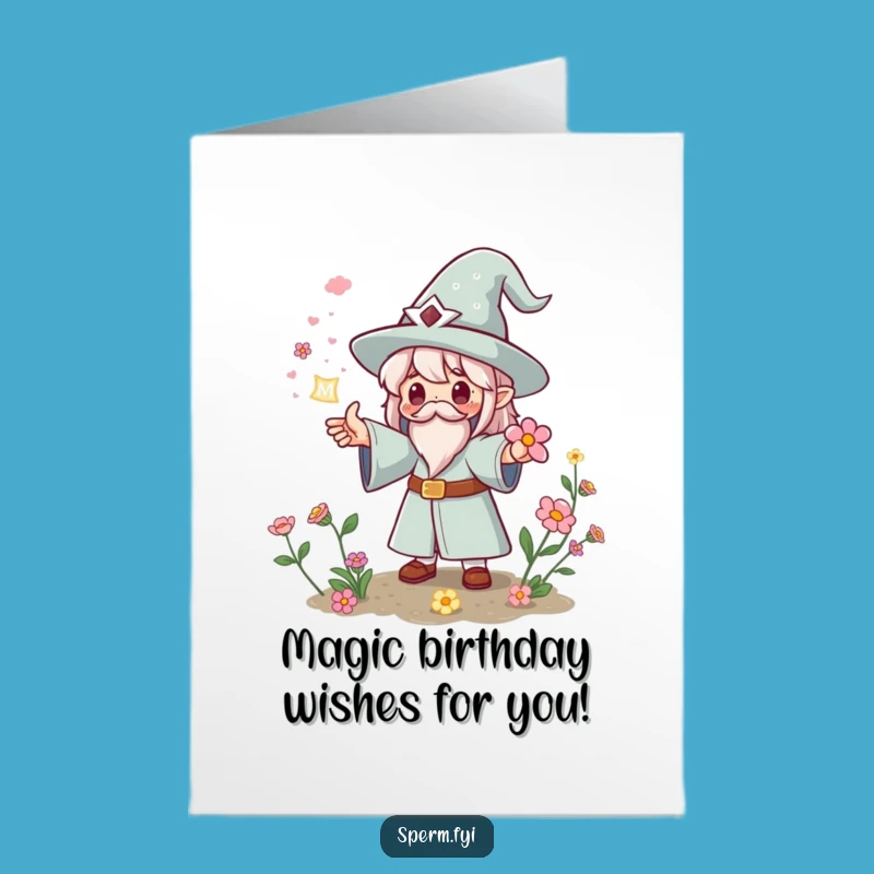 Free Printable Kawaii Wizard Birthday Card: Funny Downloadable Magic Gift!
