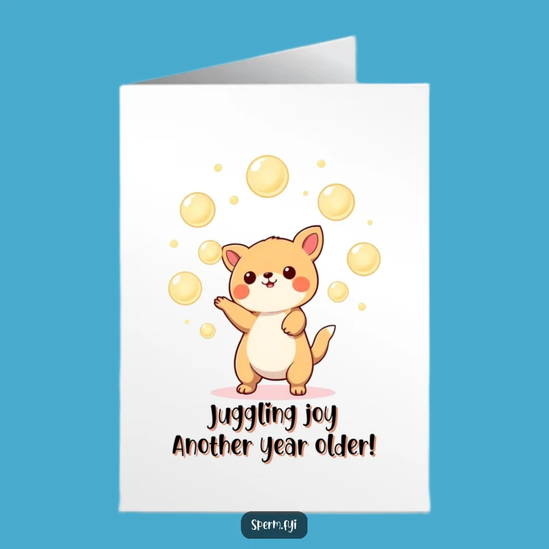 Free Printable Kawaii Juggler Card: Funny Downloadable Birthday Gift for Him or Her