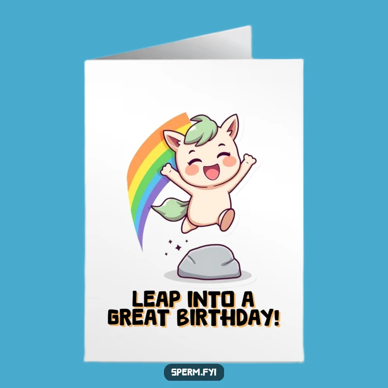 Free Printable Rainbow Leap Birthday Card: Joyful Downloadable Gift
