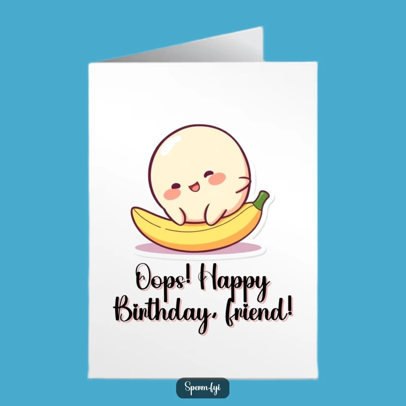 Free Printable Birthday Card: Funny Blob Slipping Design, Downloadable Fun Gift