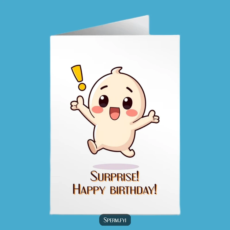 Free Printable Kawaii Exclamation Point Birthday Card: Funny Surprise Downloadable Gift
