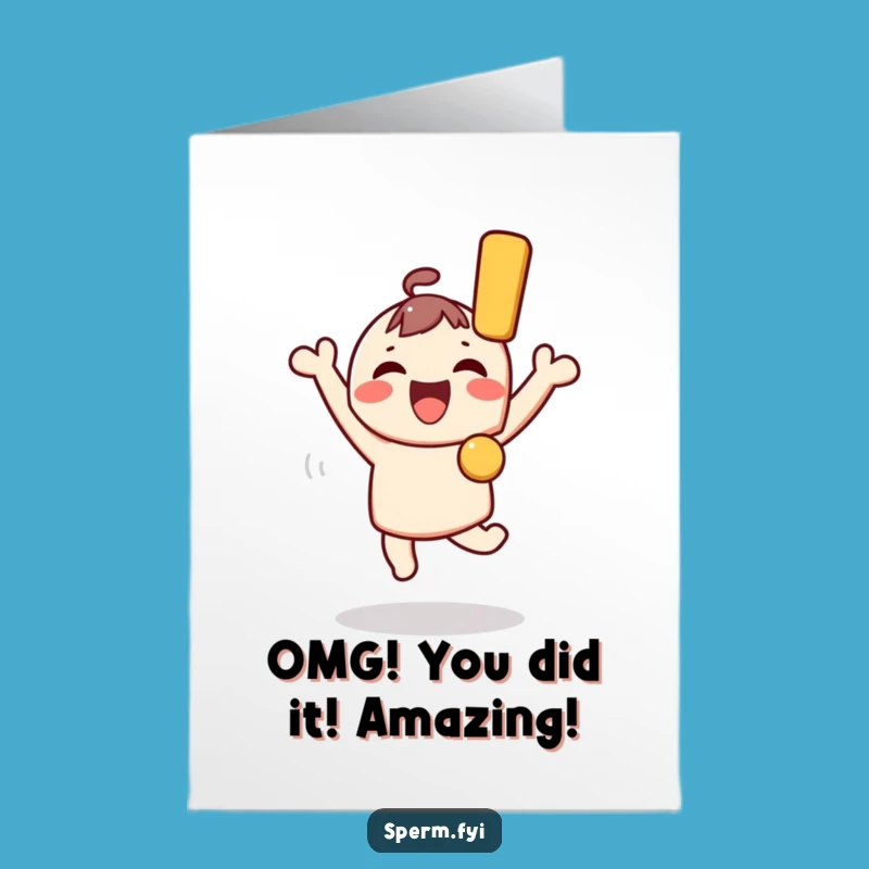 Free Printable Congrats Card: Elated Kawaii Character, Unique Downloadable Celebration Humor
