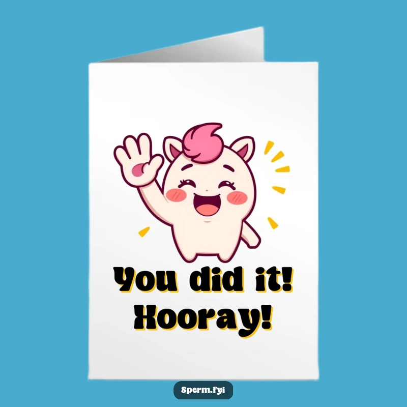 Free Printable Congrats Card: Funny Waving Character, Joyful Downloadable