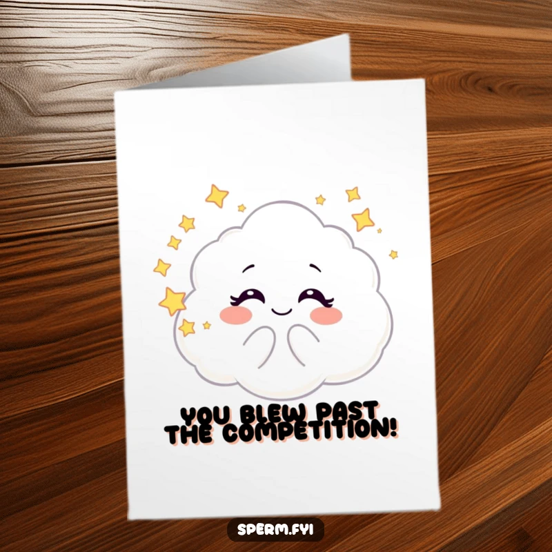 Funny Free Printable Congratulations Card: A giggling galaxy cloud character blows bubbly stars, symbolizing a bright and joyful success.