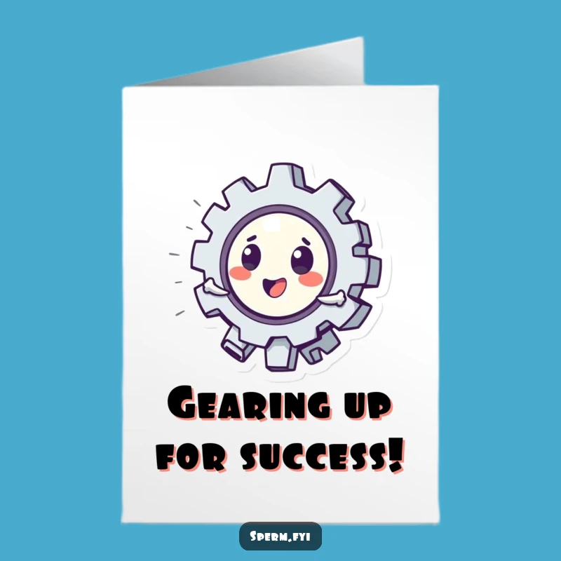 Free Printable Congrats Card: Playful Gear Character for Your Big Achievement!