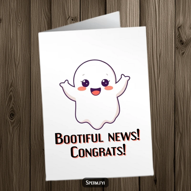 Funny Free Printable Congratulations Card: A happy ghost does a cheerful wobble, celebrating your amazing achievement.
