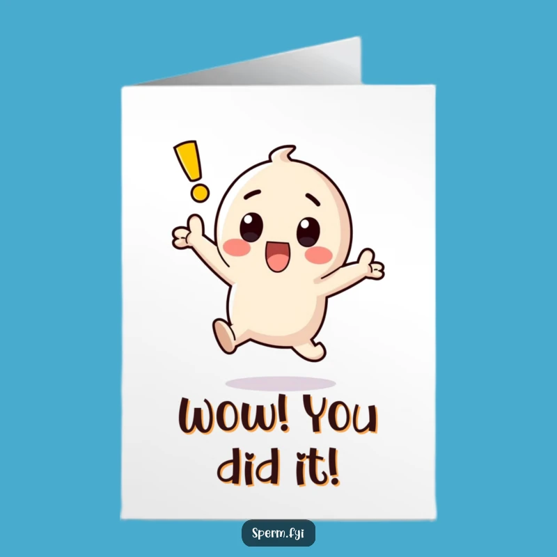 Free Printable Kawaii Exclamation Point Congrats Card: Funny Excitement Downloadable Gift