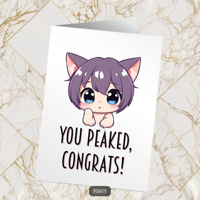 Funny Free Printable Congratulations Card: A curious character intently peers off-screen, perhaps discovering something wonderful about their success.