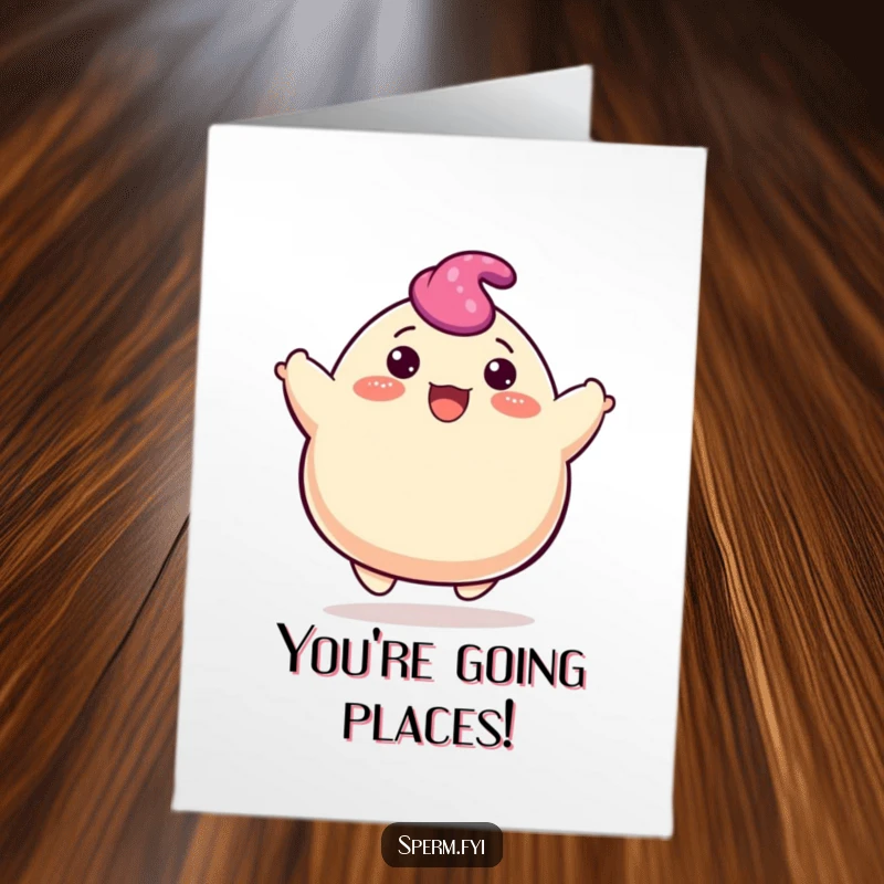 Funny Free Printable Congratulations Card: An ecstatic blob character bouncing high, celebrating a spectacular achievement with infectious glee.