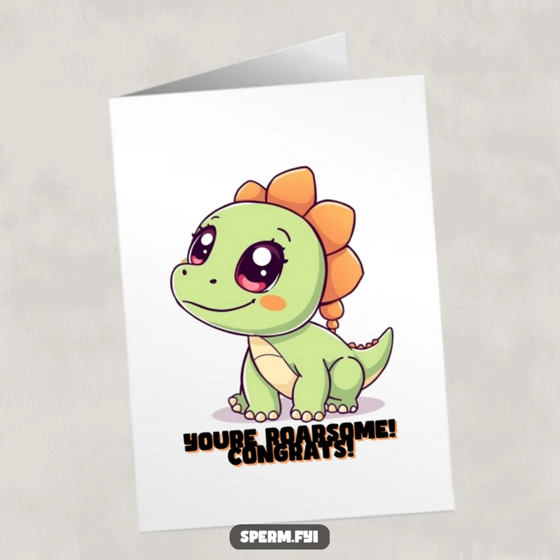Funny Free Printable Congratulations Card: A curious dinosaur looks up in awe, perfect for celebrating achievements.