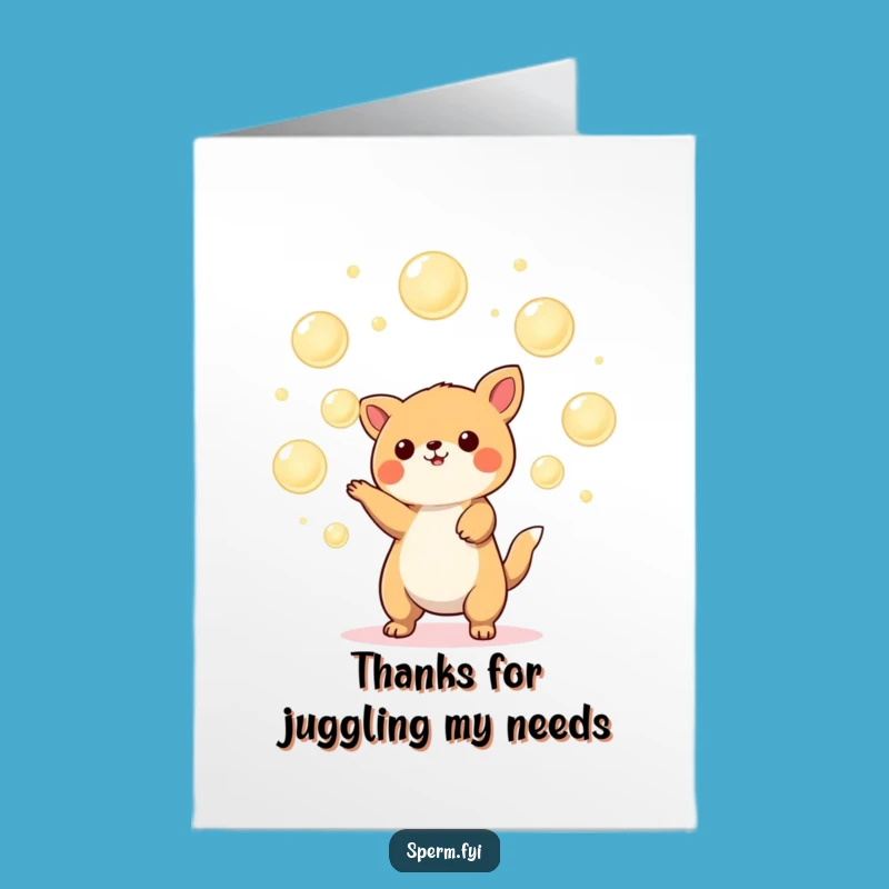 Free Printable Kawaii Juggler Card: Whimsical Thank You Downloadable Gift for Friends & Family