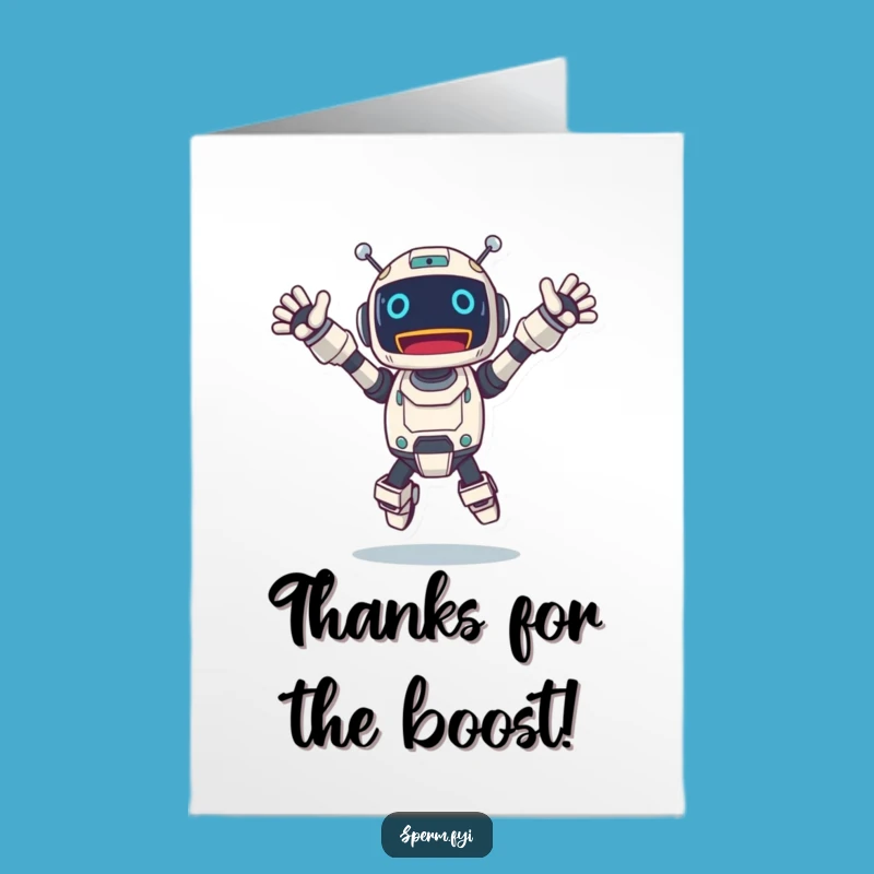 Free Printable Robot Thank You Card: Funny Jumping Robot Downloadable Gift for Gratitude