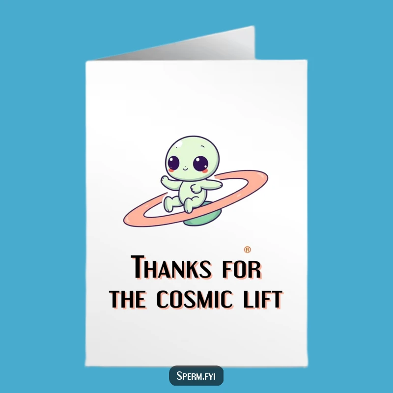 Free Printable Thank You Card: Funny Kawaii Alien Zipping Planet, Grateful Downloadable Message
