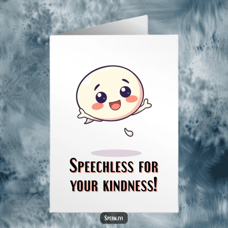 Funny Free Printable Thank You Card: A kawaii speech bubble character bouncing with pure joy and excitement to express thanks.