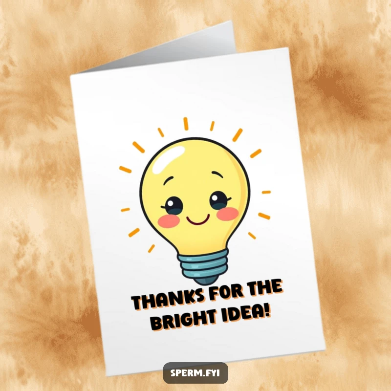 Funny Free Printable Thank You Card: Lightbulb character shines, delivering a bright and witty message of thanks.