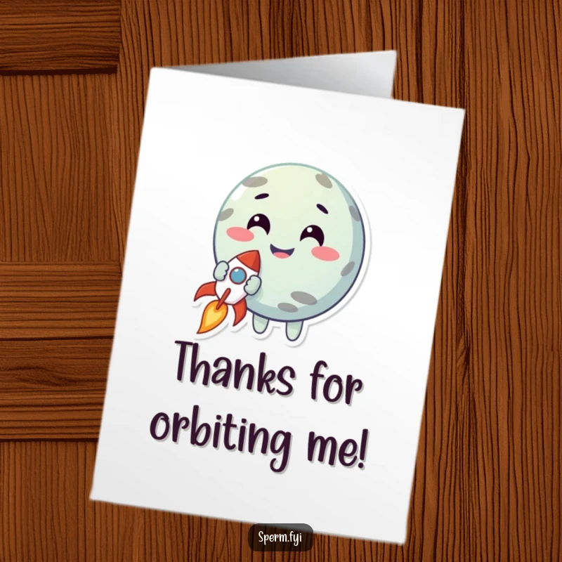 Funny Free Printable Thank You Card: A smiling planet character holds a tiny rocket, conveying thanks for a boost or support.
