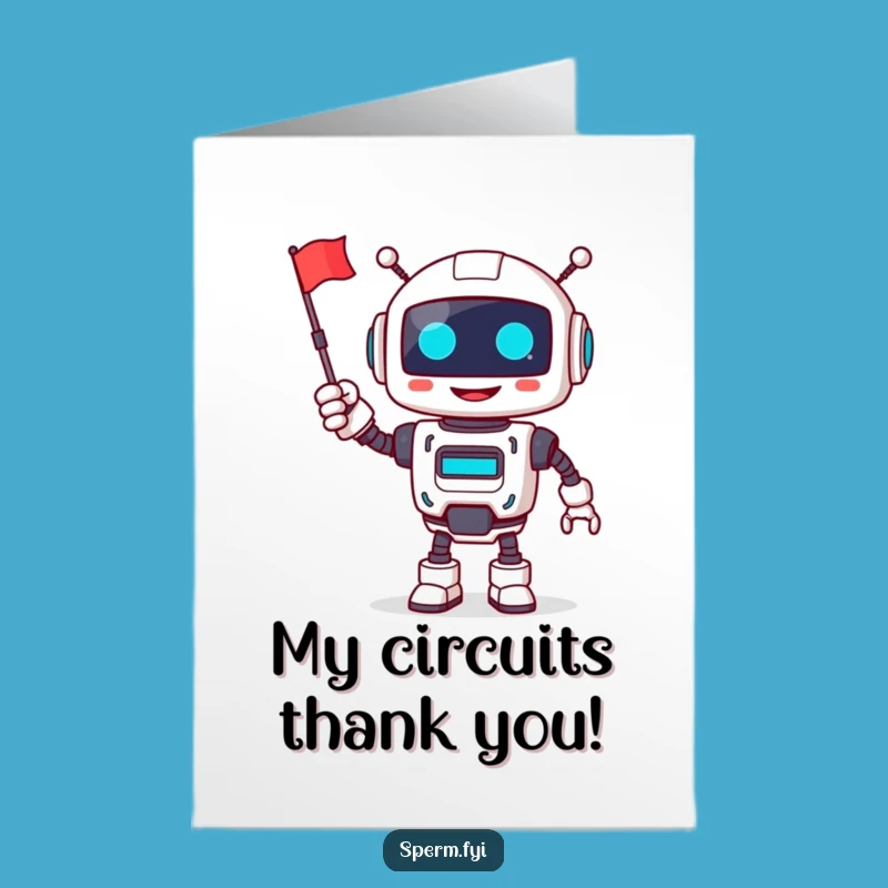 Free Printable Robot Thank You Card: Waving Flag, Gratitude, Downloadable!