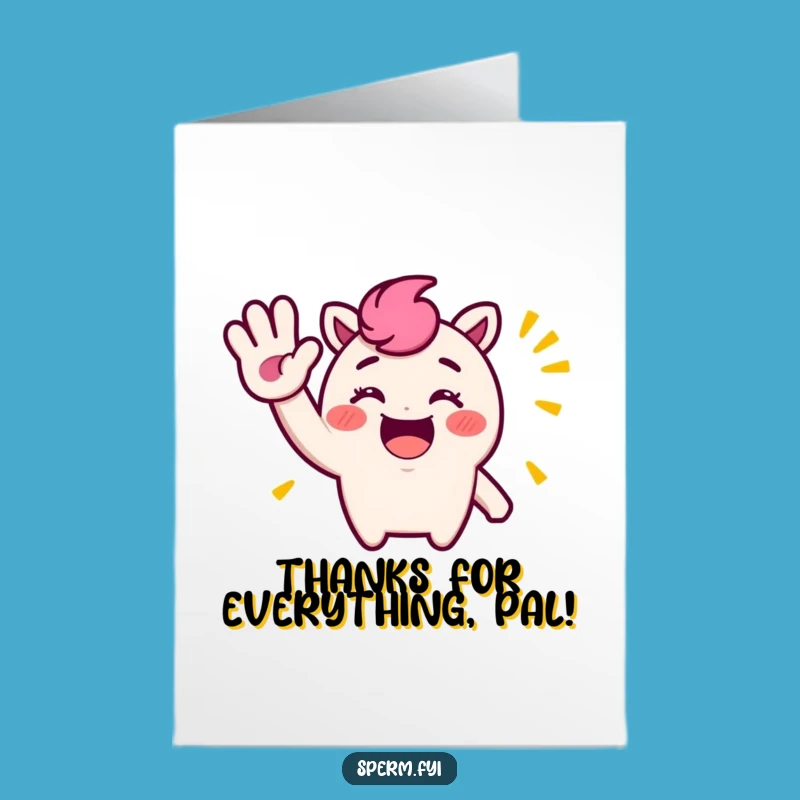 Free Printable Thank You Card: Funny Waving Character, Gratitude Downloadable
