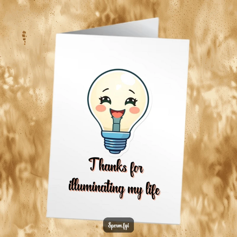 Funny Free Printable Thank You Card featuring a delighted lightbulb character glowing brightly, a bright way to say thanks.
