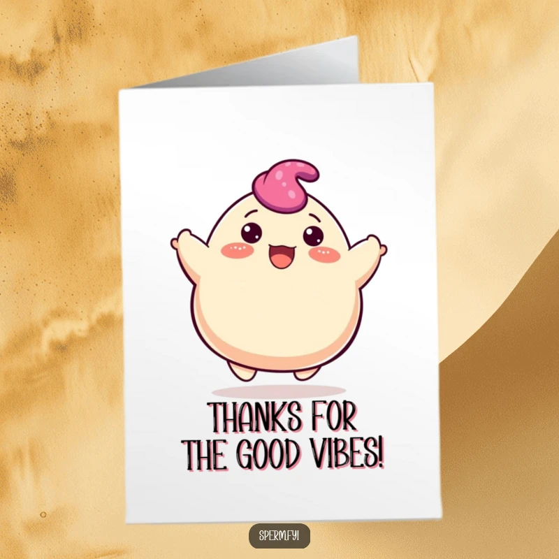 Funny Free Printable Thank You Card: A delighted blob character bouncing upwards, sending a cheerful and heartfelt thank you.