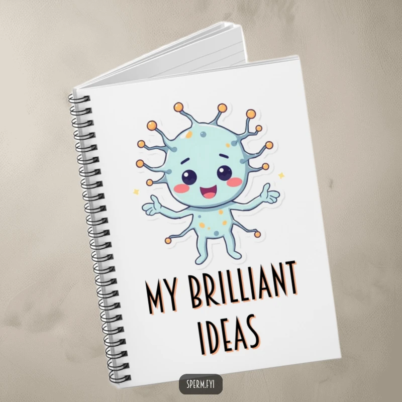 Funny notebook with a happy neuron character sending signals, perfect for jotting down thoughts and humorous insights.