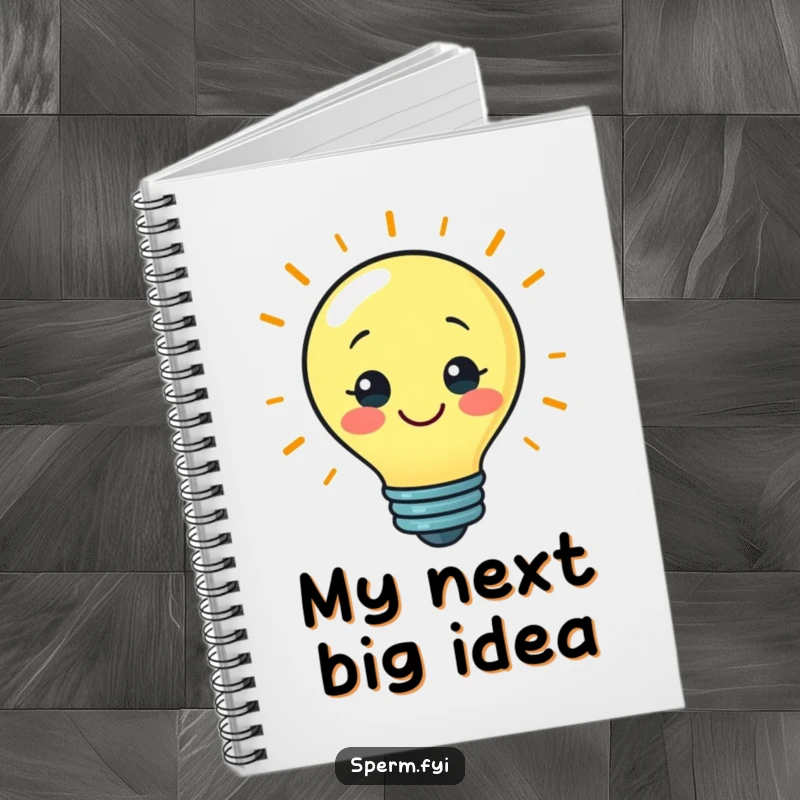 Funny notebook with a smiling lightbulb character, perfect for jotting down bright ideas and notes.